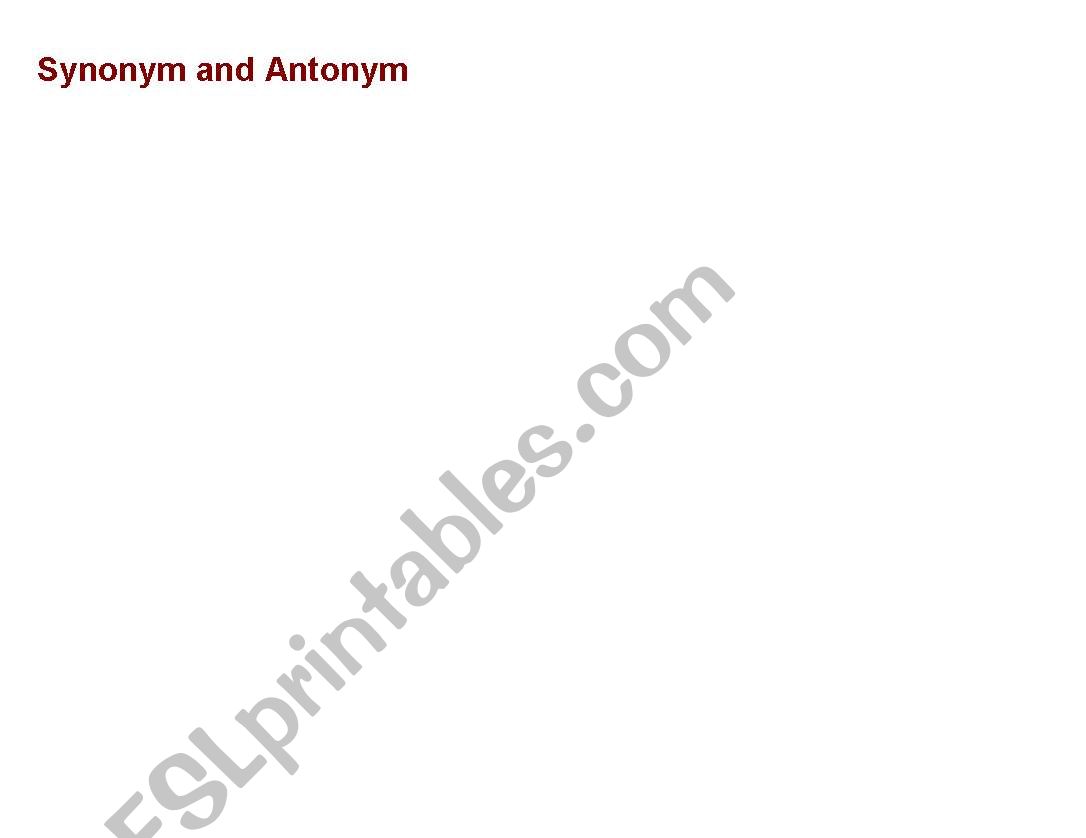 Synonym and Antonym Acorns worksheet