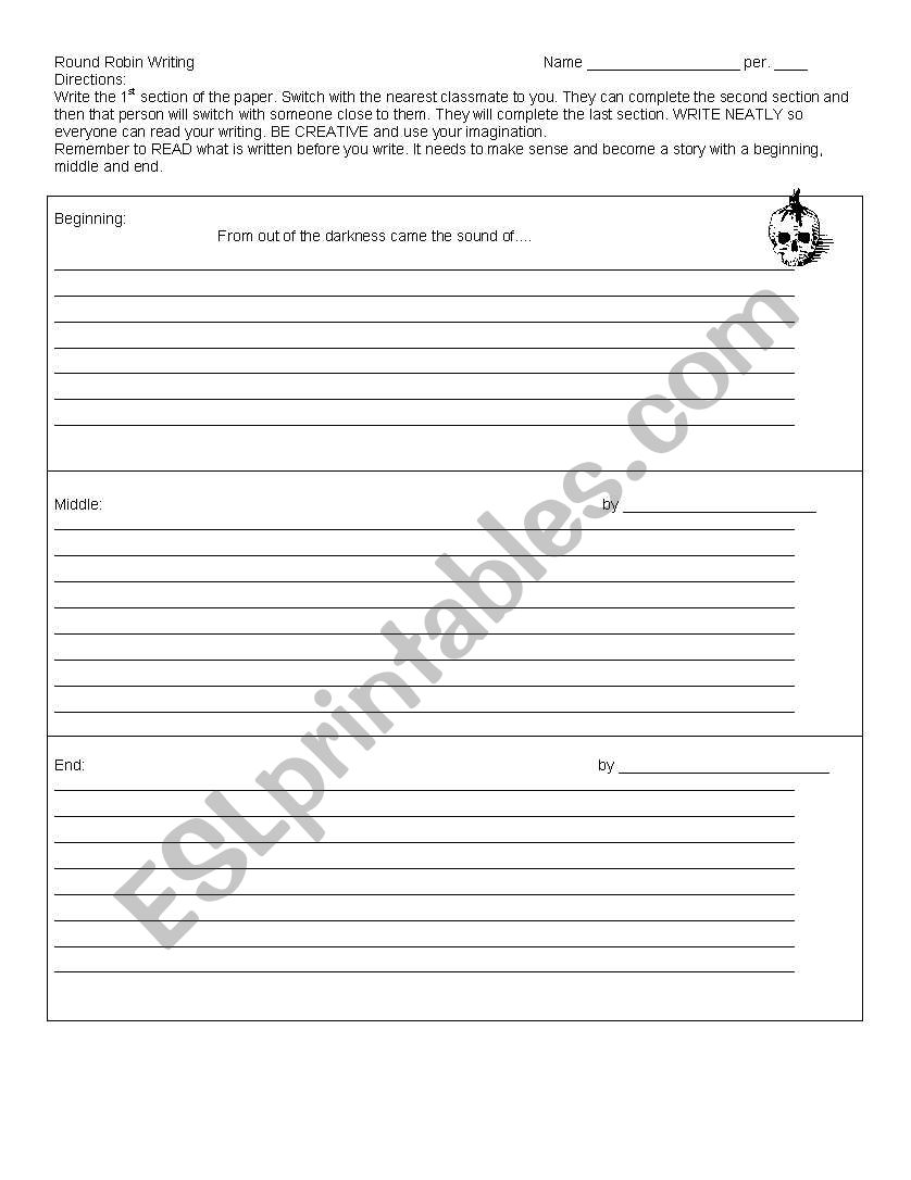 Round Robin Writing Worksheet worksheet