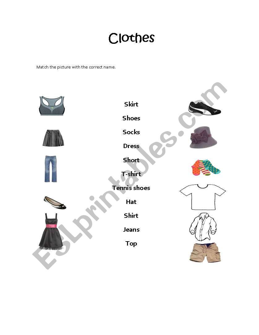 clothes worksheet