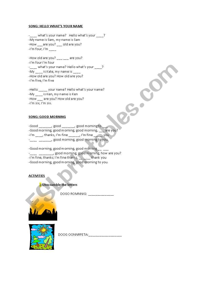 greetings worksheet worksheet