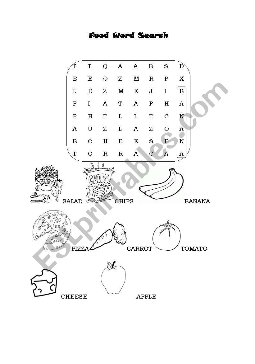 Food Word Search worksheet