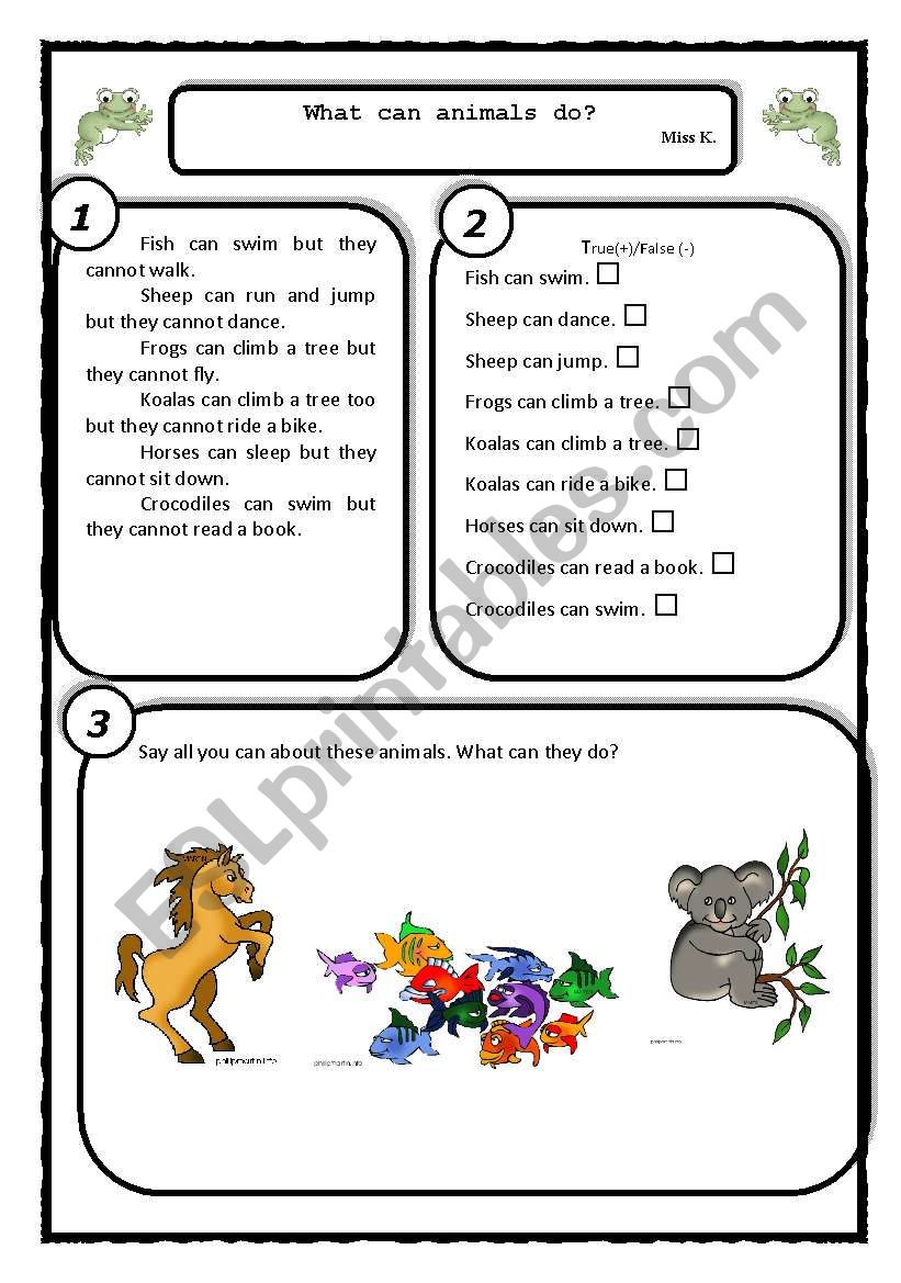 Can - reading and speaking worksheet