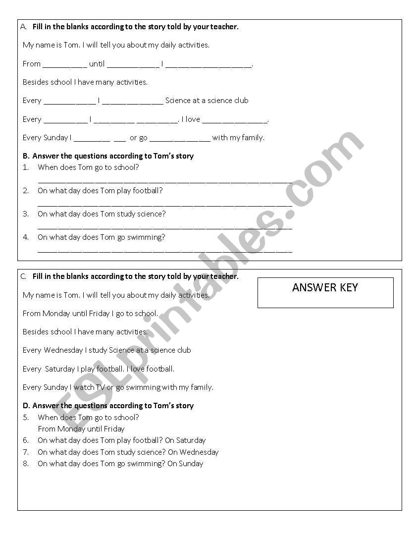 Daily Routines worksheet
