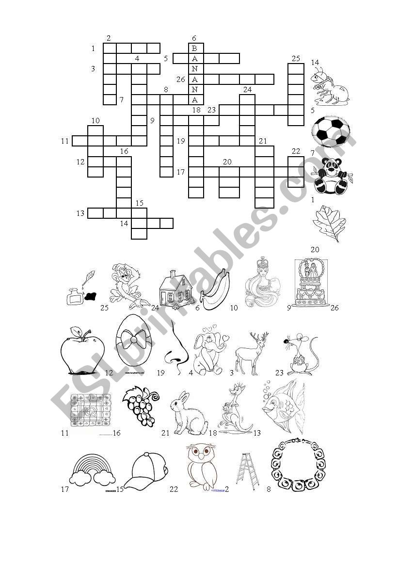 CROSSWORD A-R worksheet