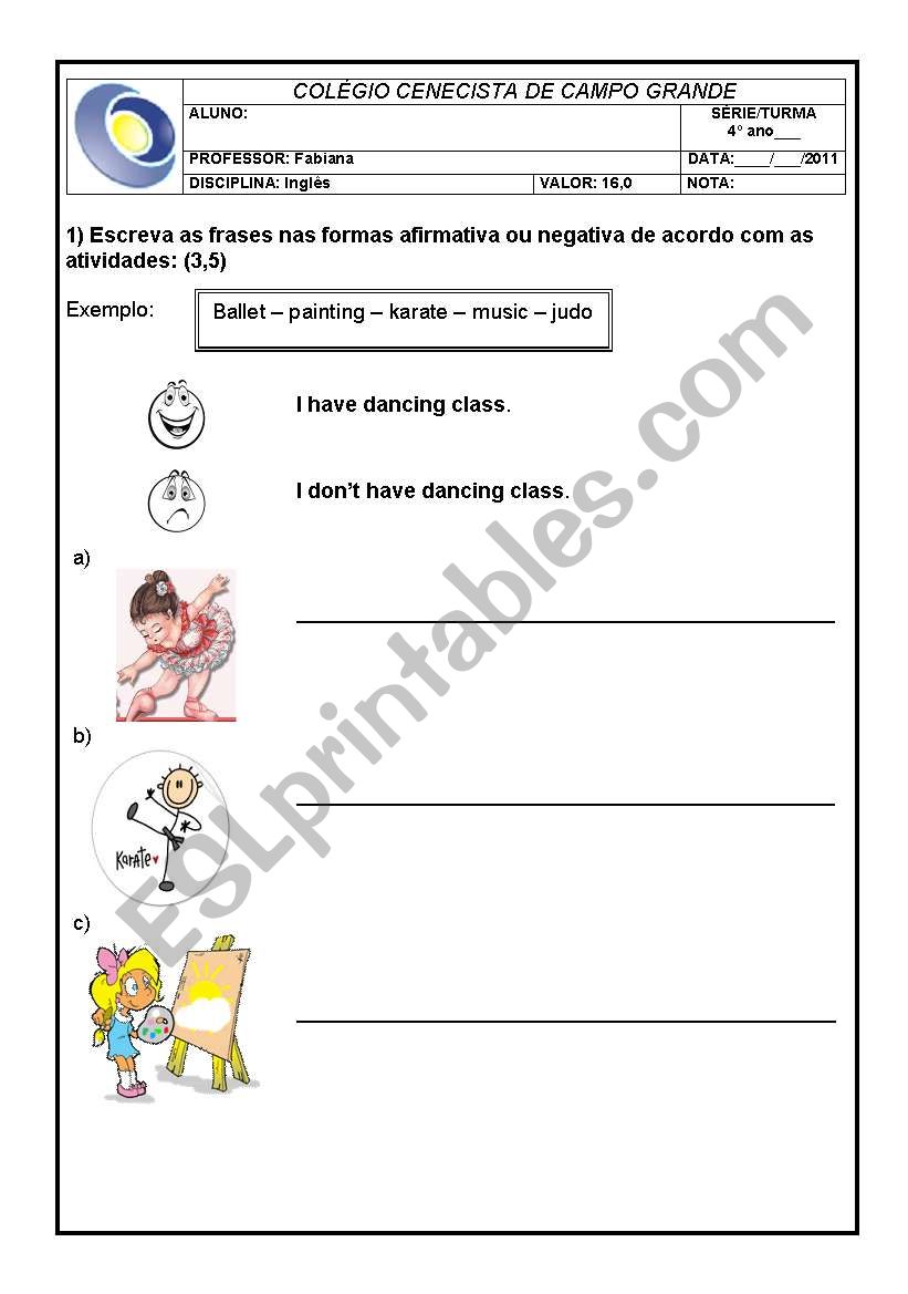 EXERCISE OR TEST worksheet