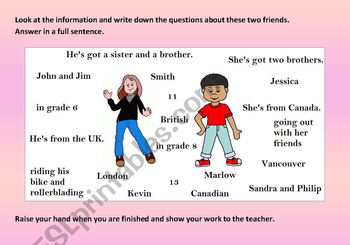 Questions and Answers worksheet