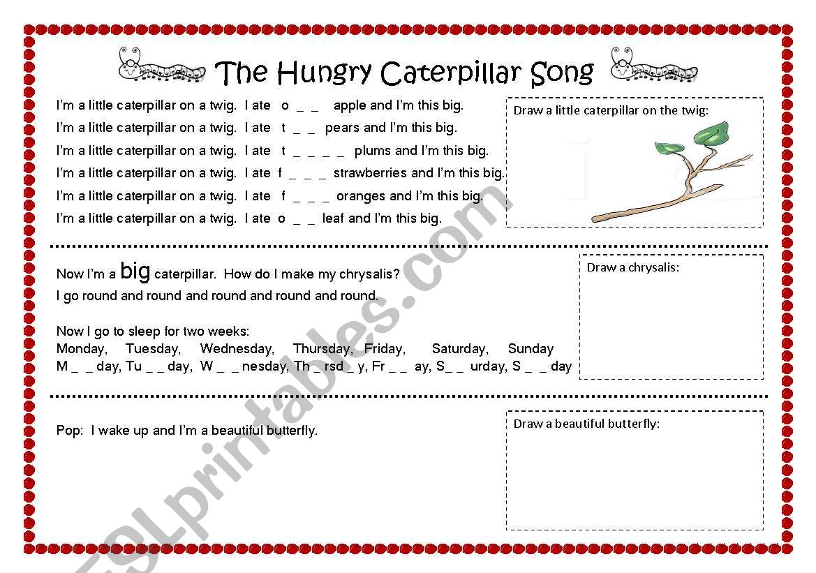The Hungry Caterpillar Chant worksheet