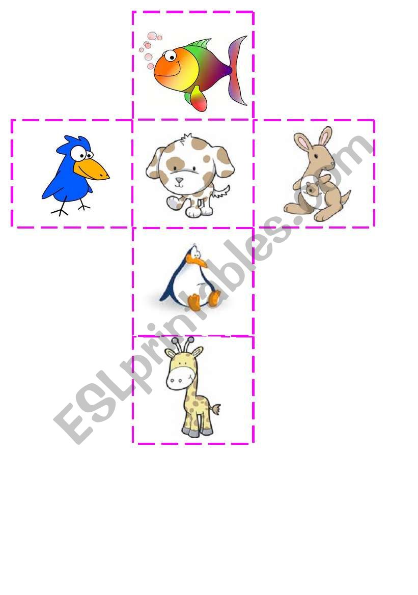 Two dices to teach can/cant with animals