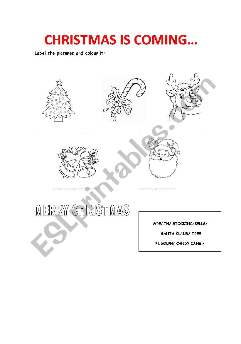 christmas is coming... worksheet