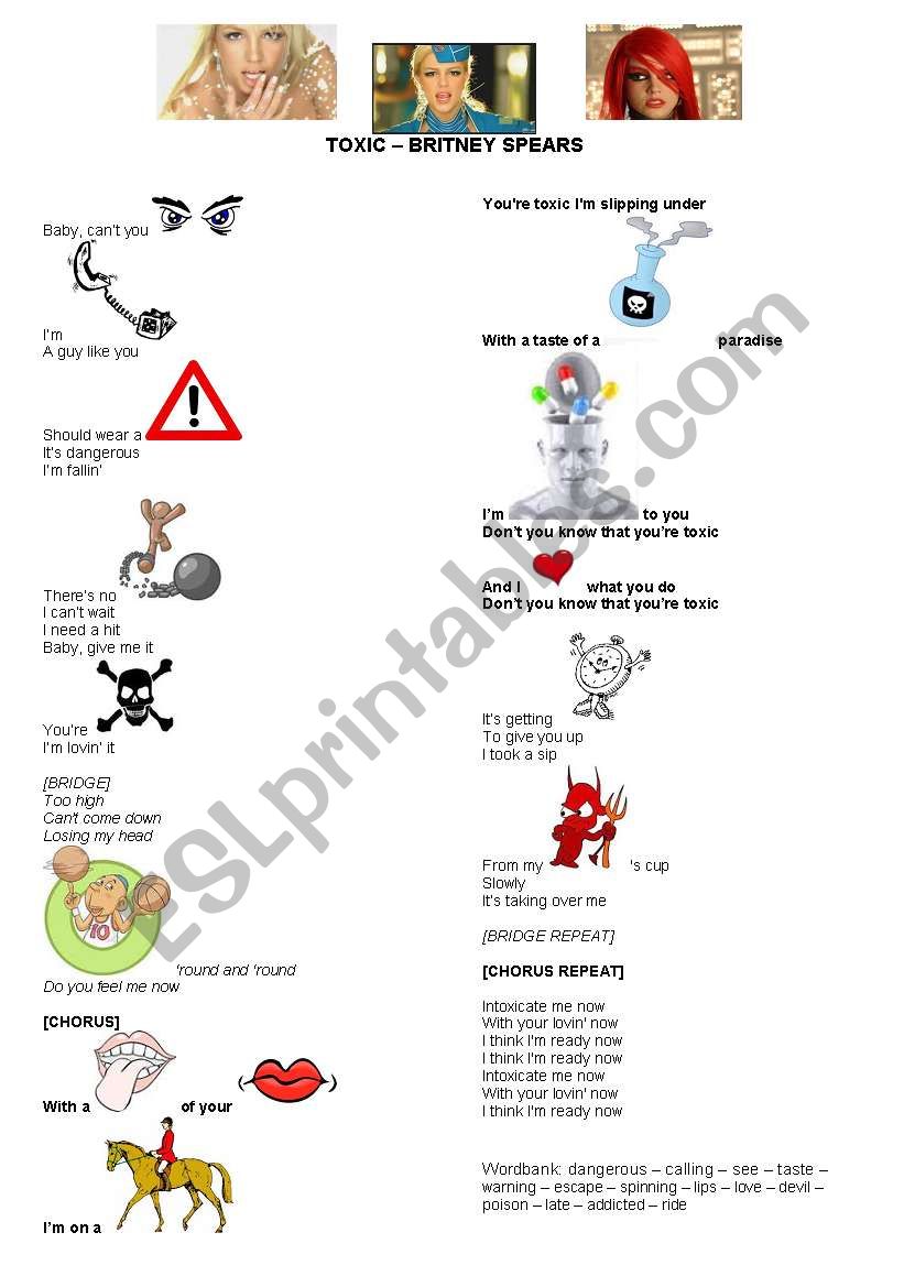 Britney Spears - Toxic Song worksheet