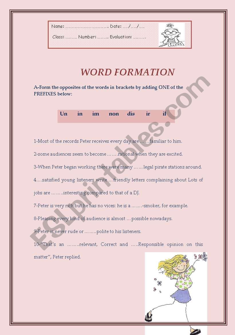 WORD FORMATION     worksheet