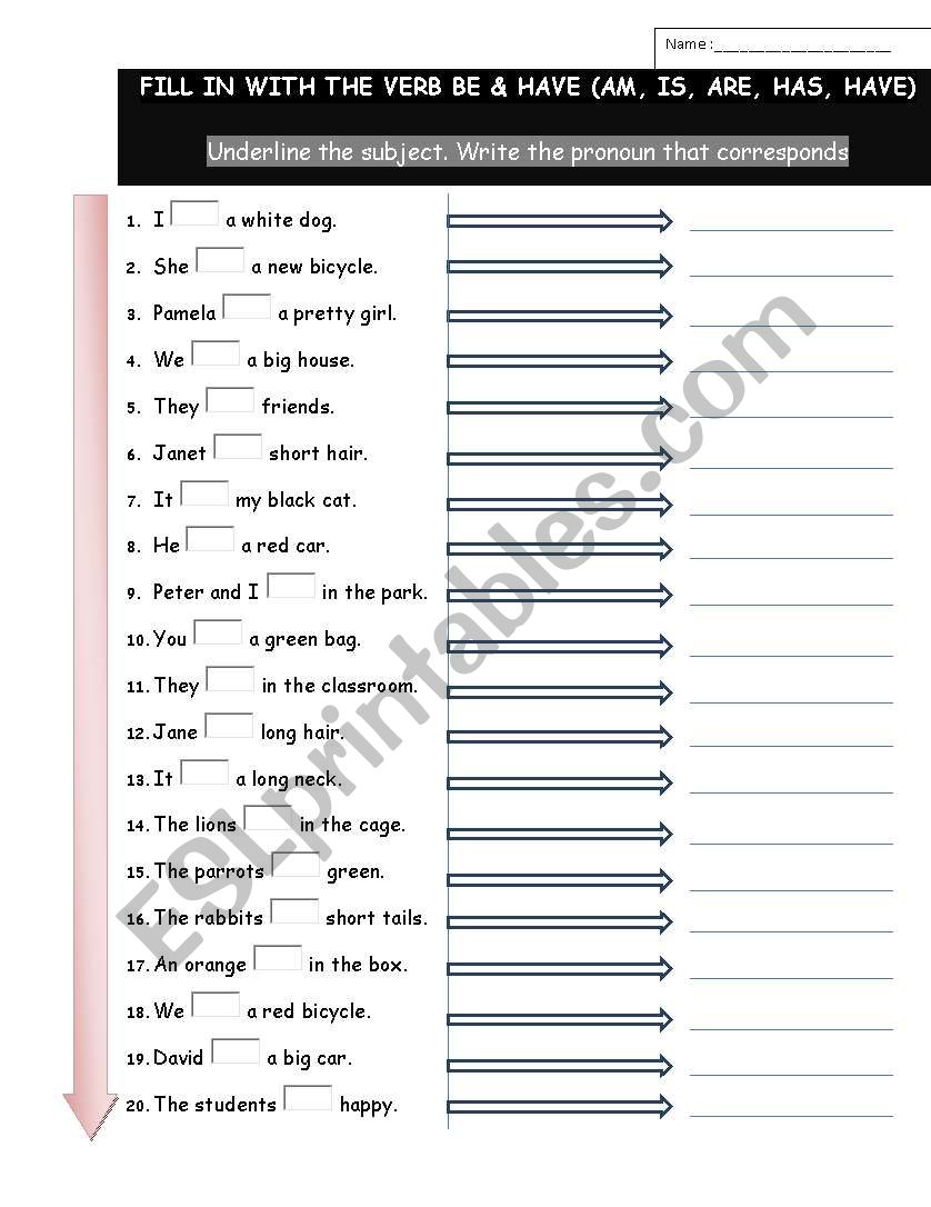 to have to be worksheet