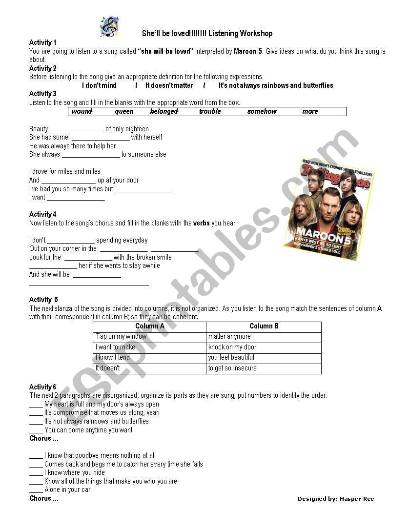 SheÂ´ll be loved - Maroon five (song)