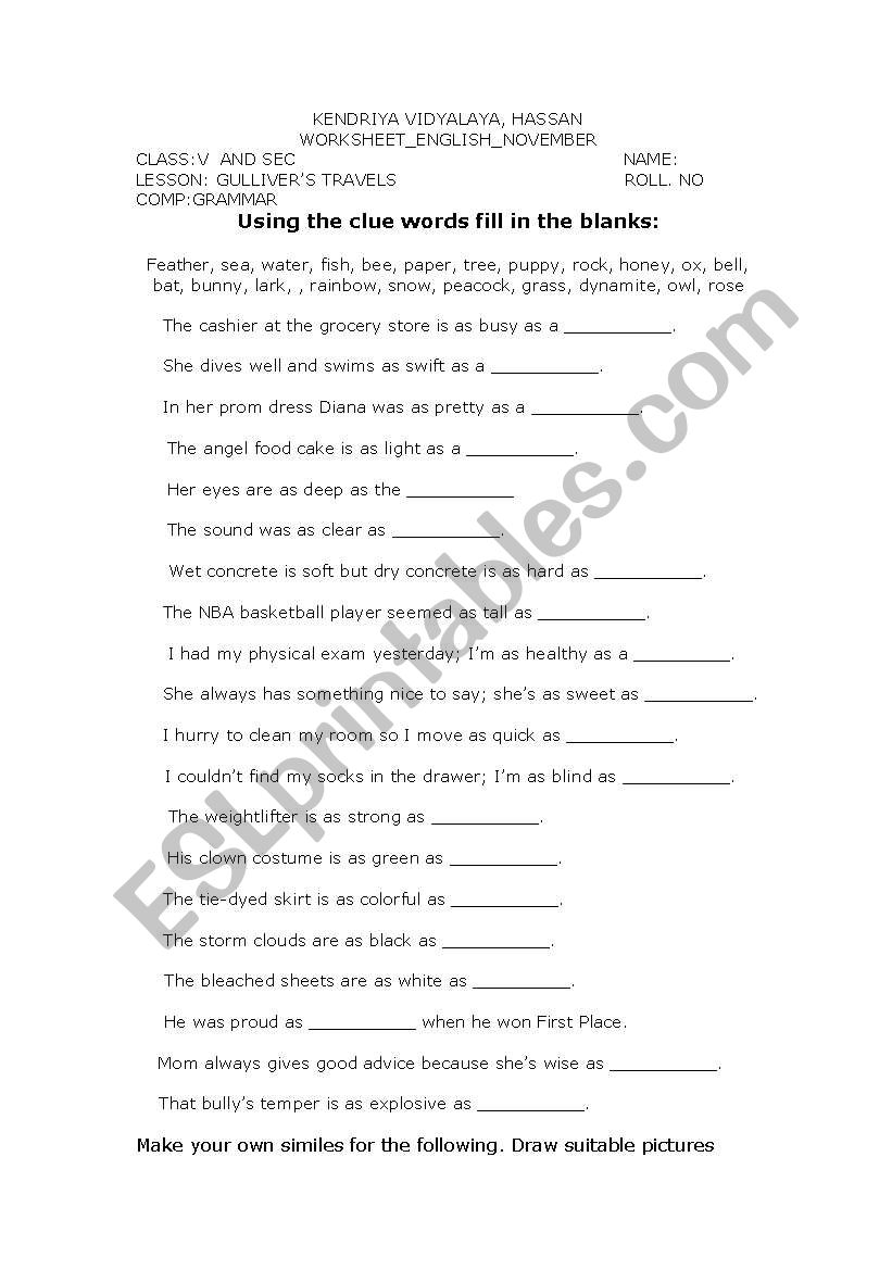 SIMILE worksheet