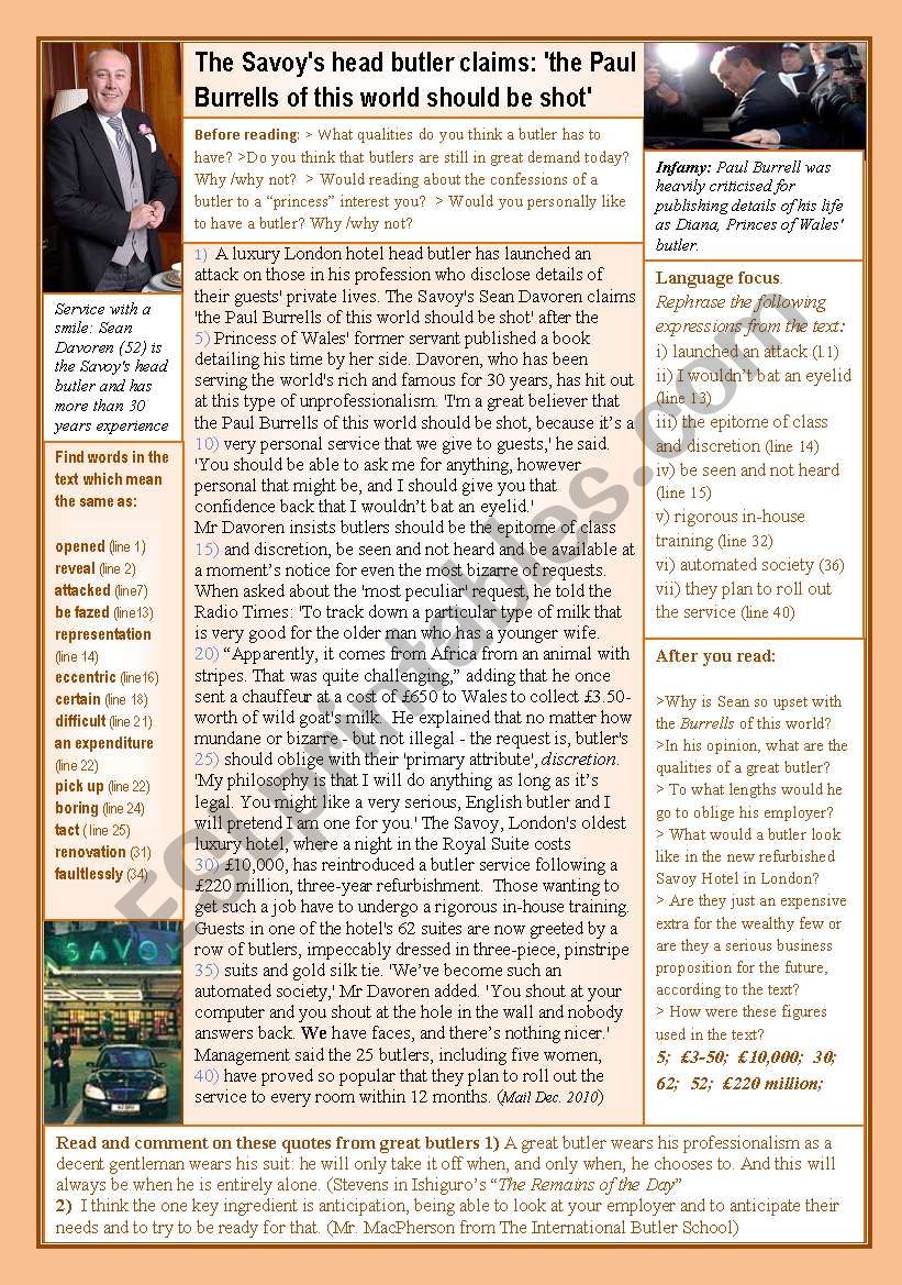 The SavoyÂ´s head butler hits out at unprofessionalism 