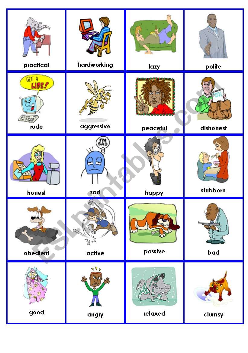 Describing people - personality (Opposites Dominoes) P. 1