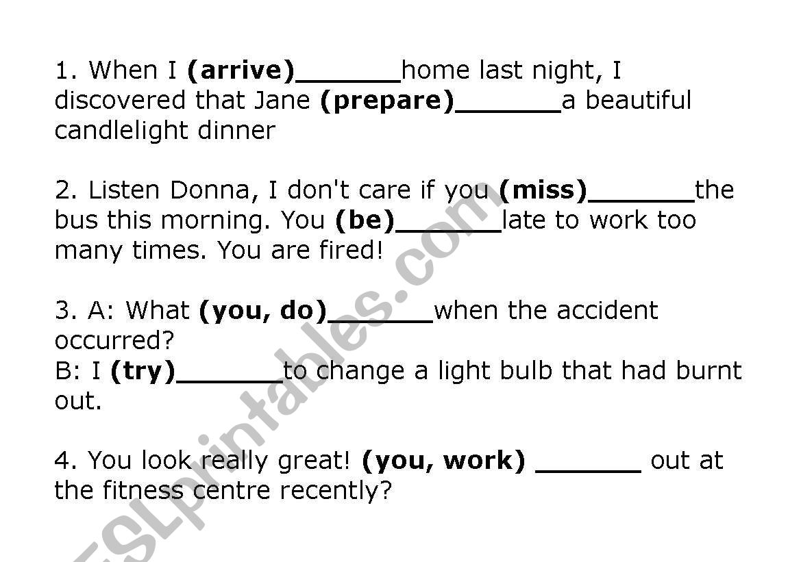 Mixed Tenses Bingo worksheet