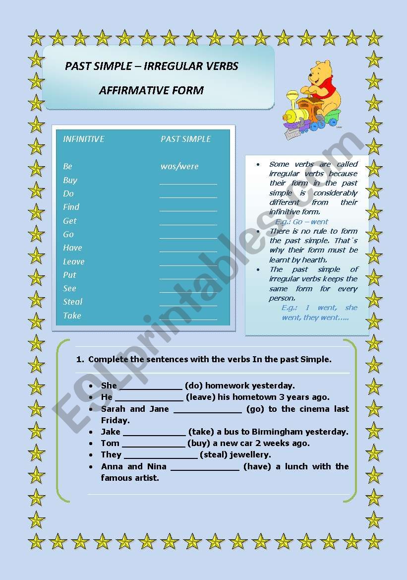 Past Simple Irregular verbs - Affirmative