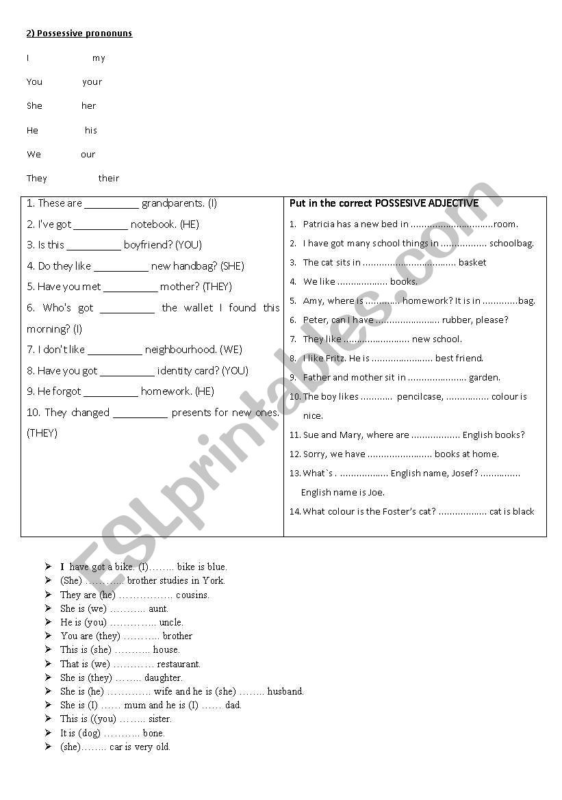 Present Simple, prepositions, saxon genitive