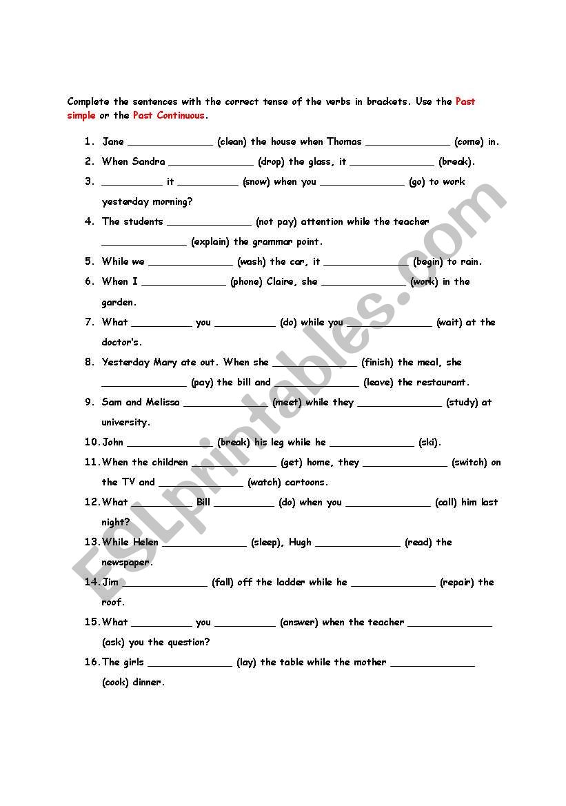 past tense worksheet worksheet