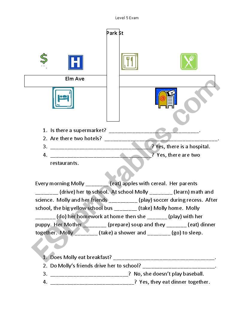 there is/are and simple present exam