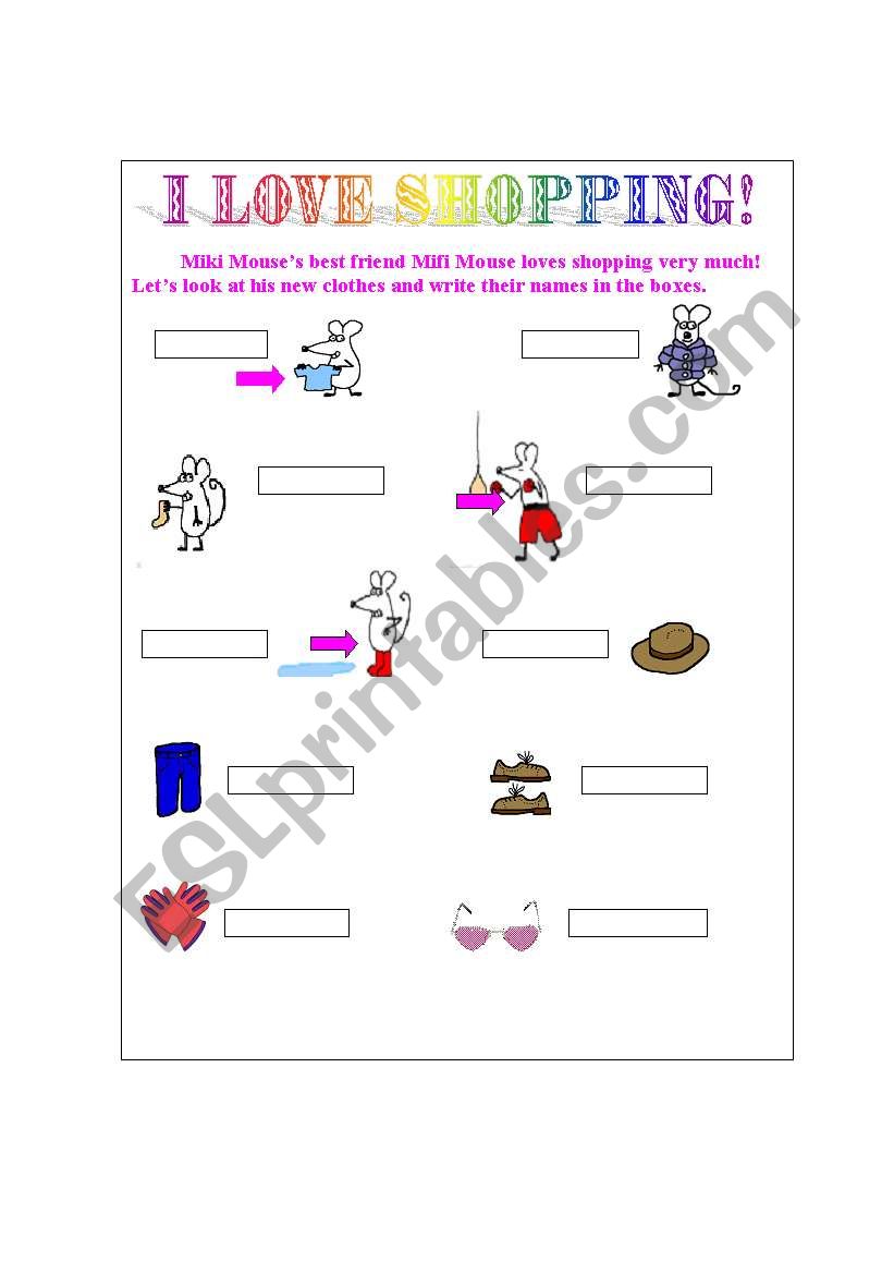 I LOVE SHOPPING! worksheet