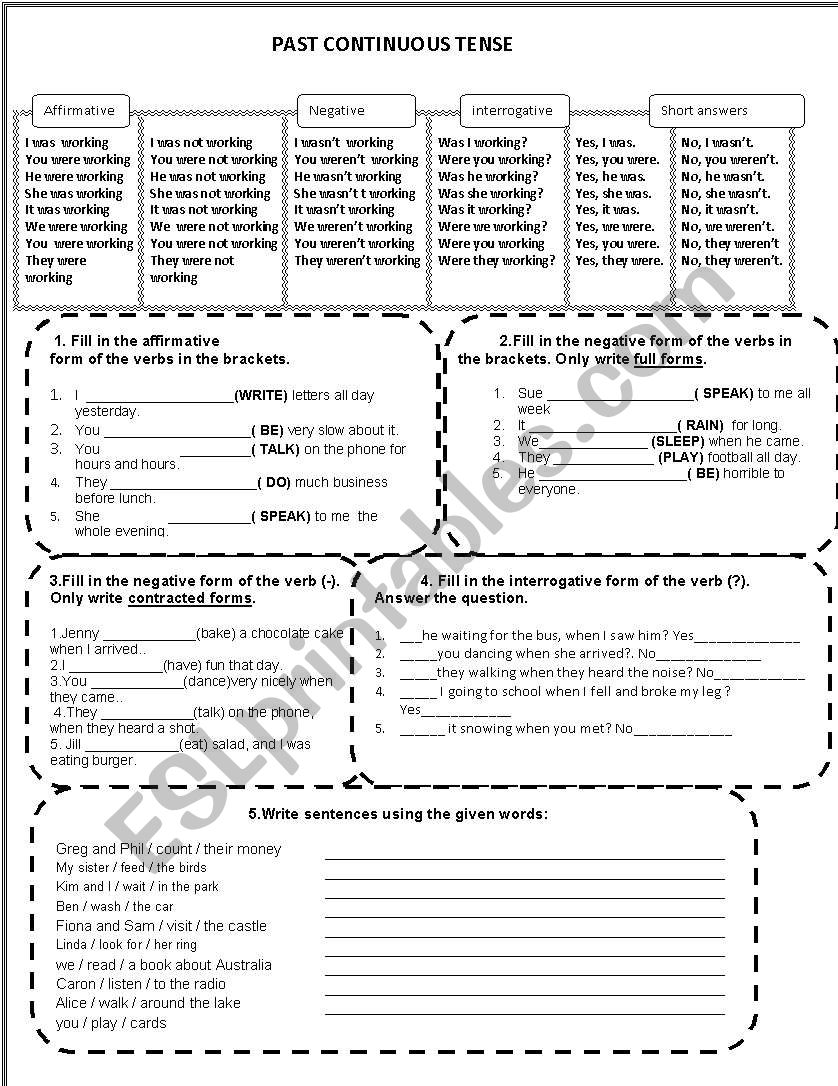 Past Continuous worksheet