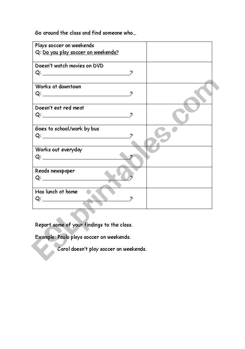 Simple Present worksheet