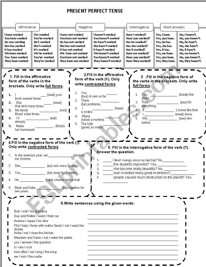 Present Perfect worksheet