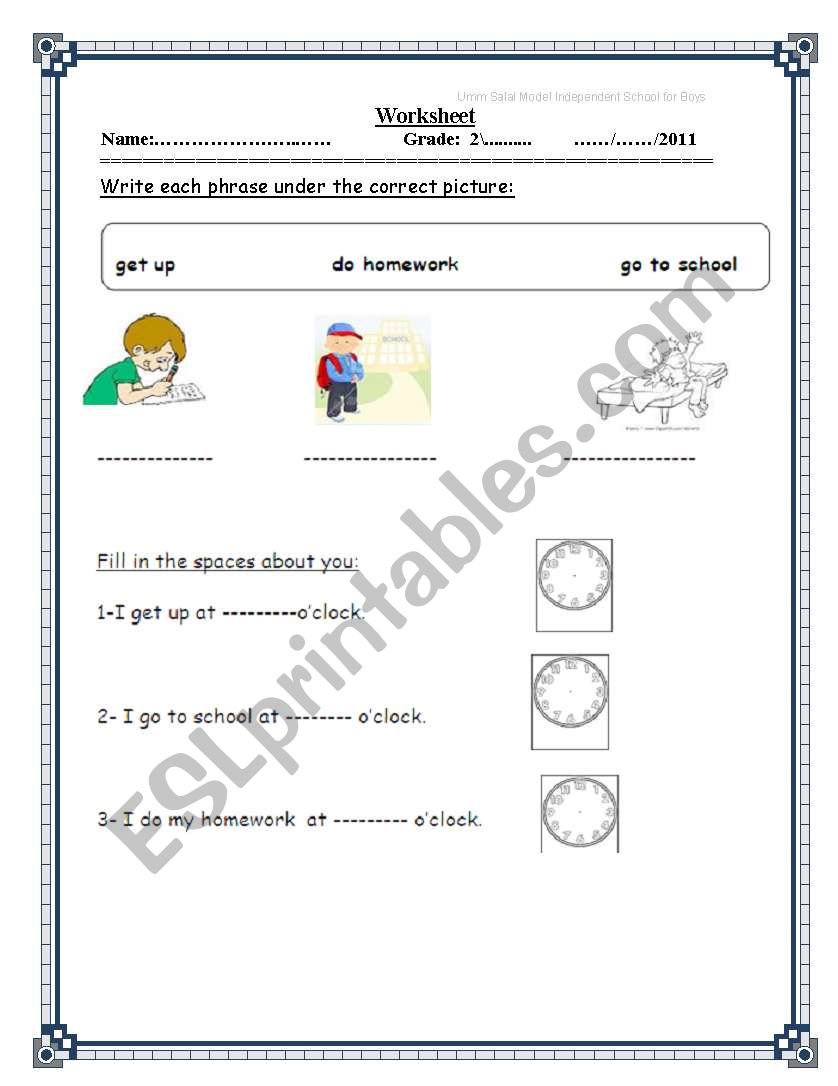 dail routine worksheet