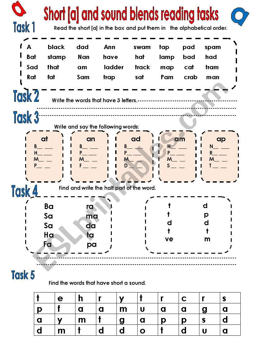 Short a +sound blends. PRACTICE.