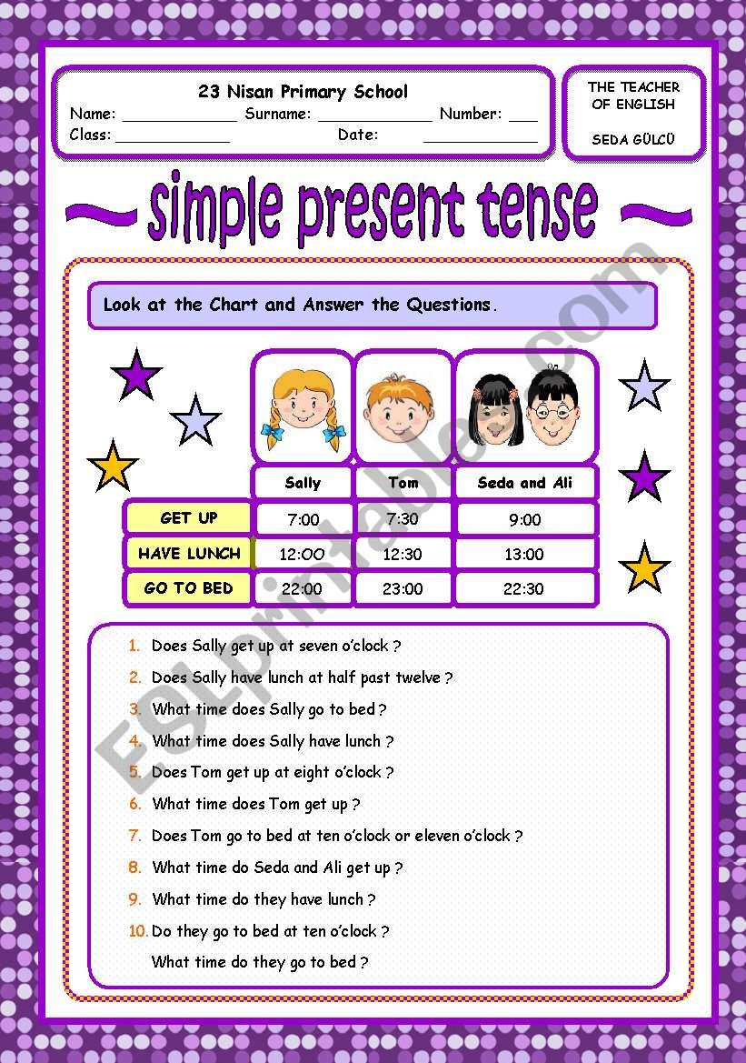 simple perent tense worksheet