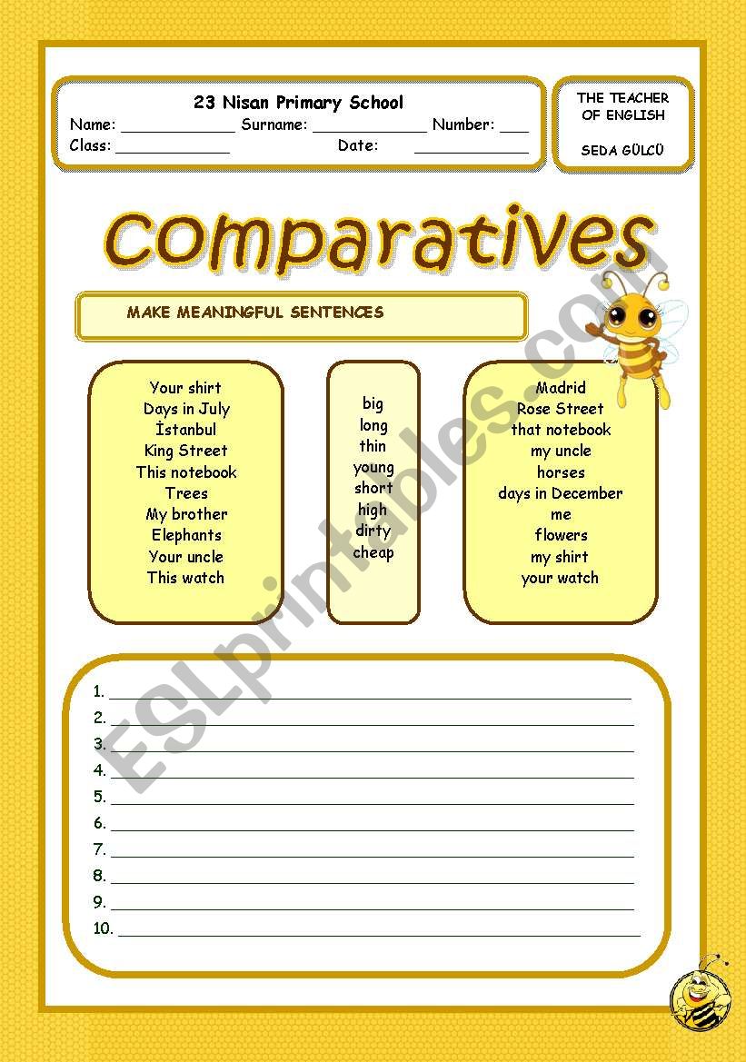 comparatives part 3 worksheet