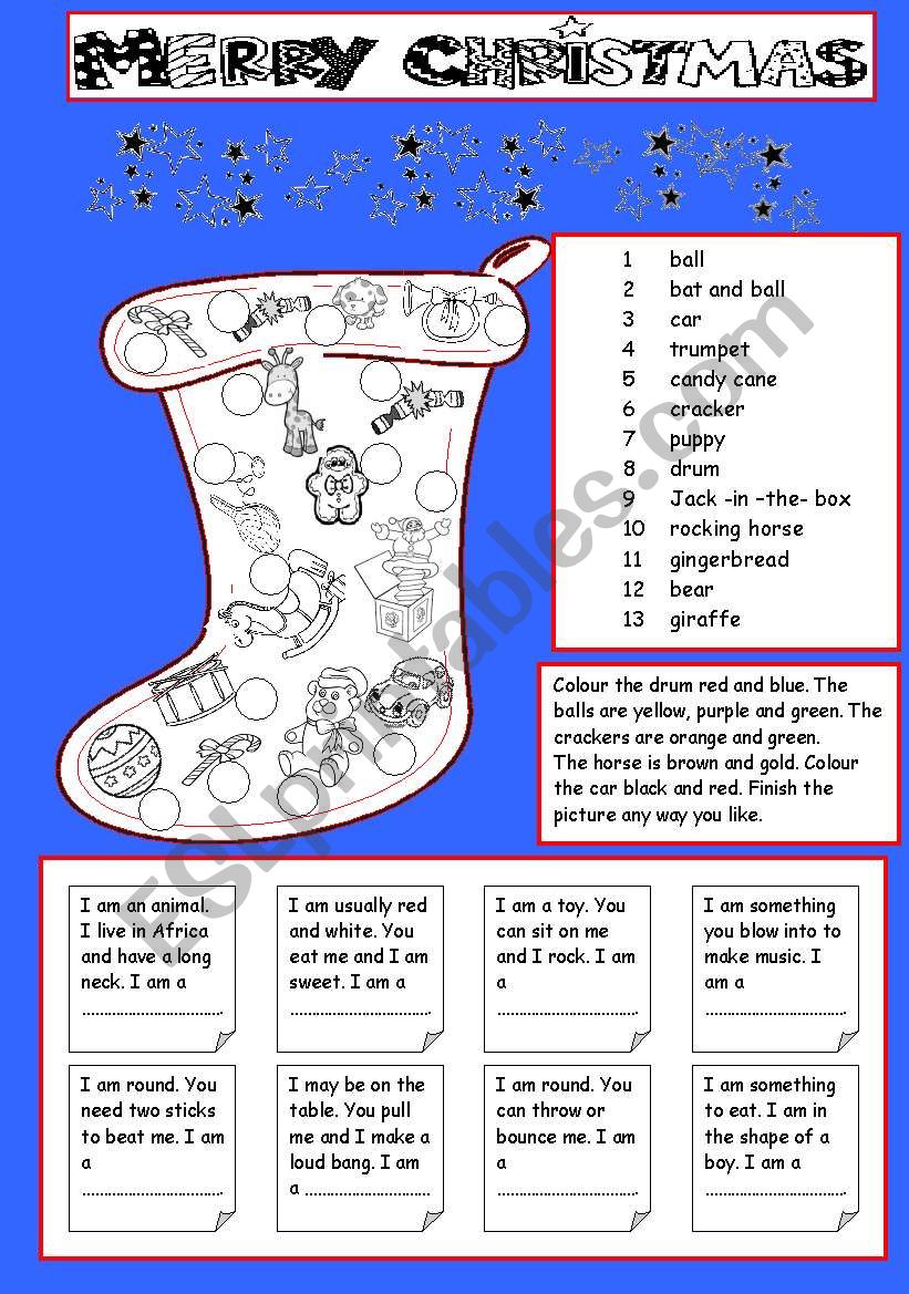 Christmas toys worksheet