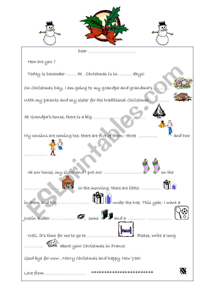 A Christmas Letter  worksheet