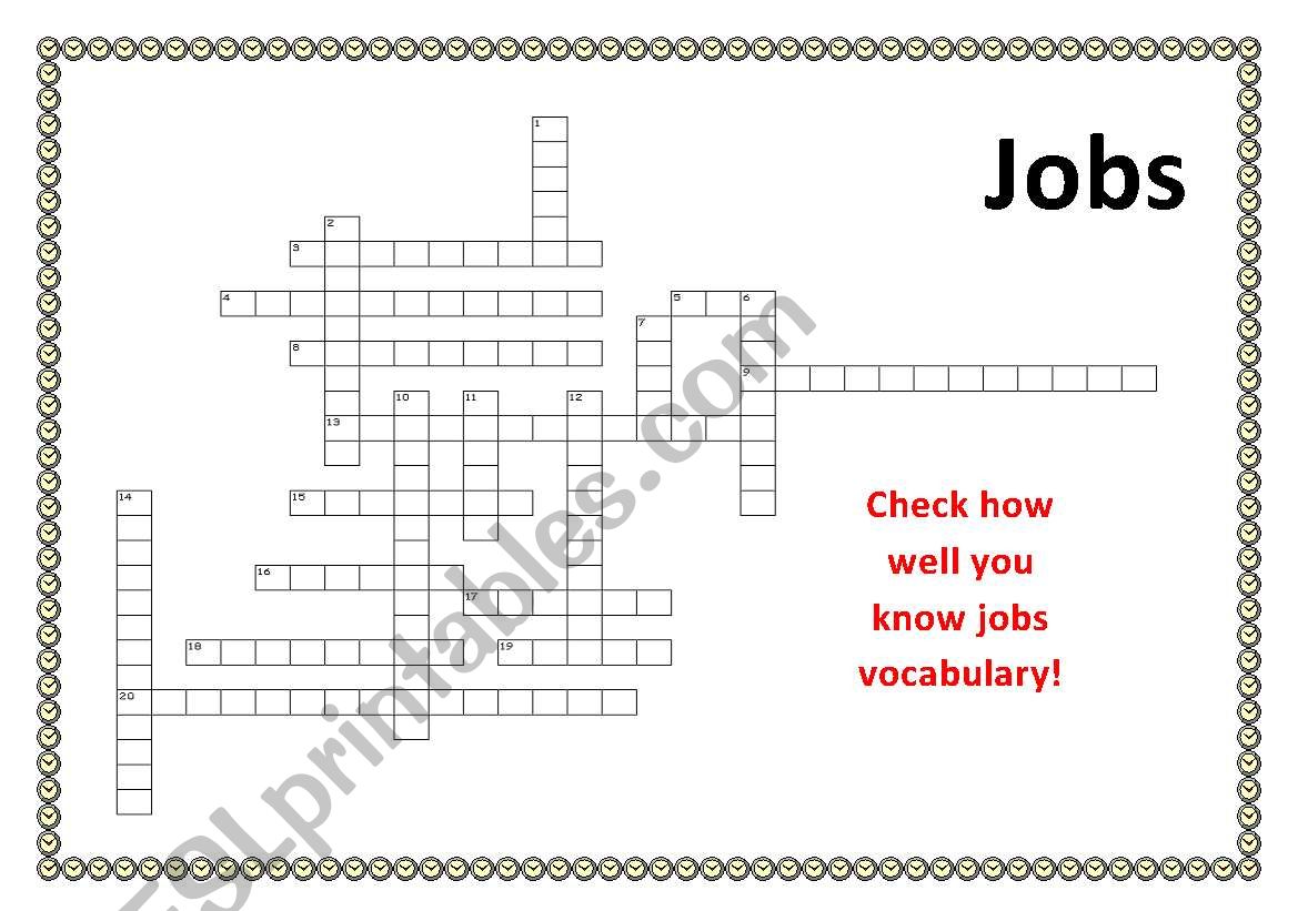 Jobs crossword worksheet