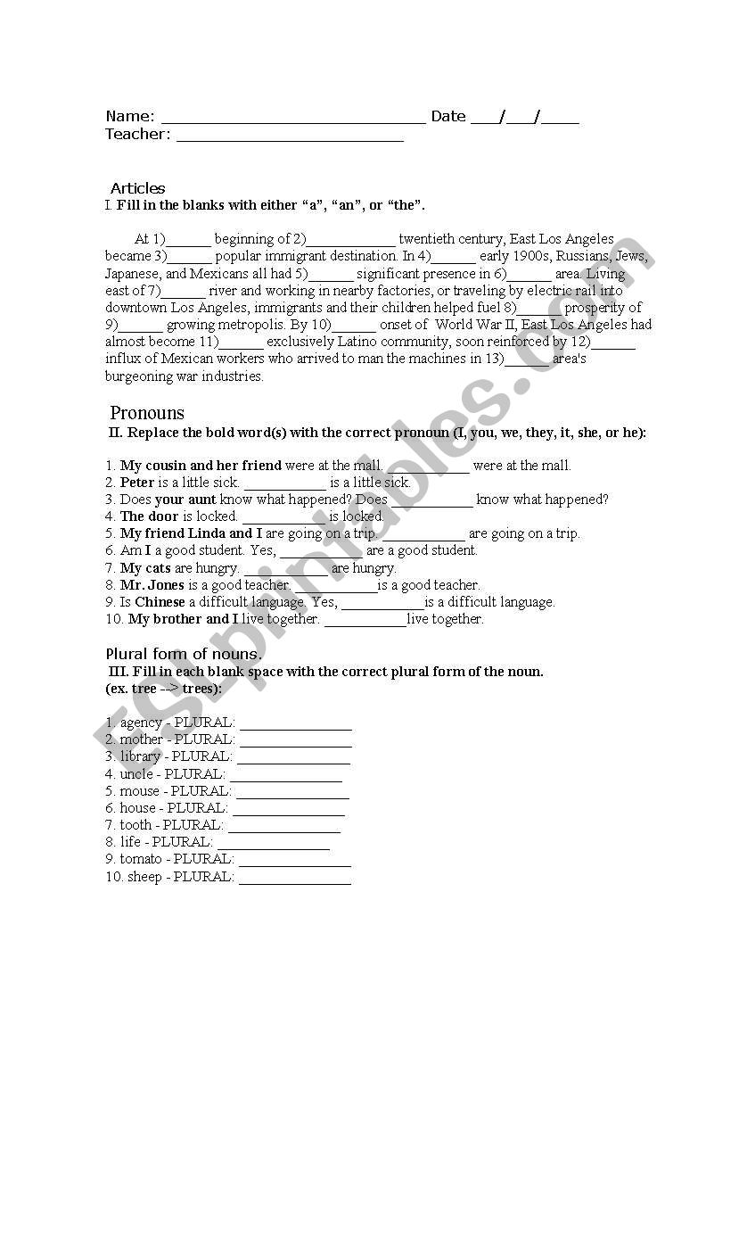 Articles, pronouns and plural practices