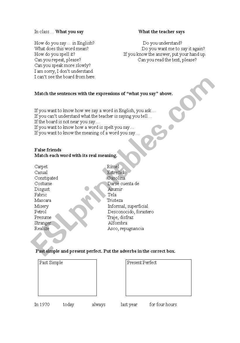 present perfect & past simple. false friends. for & since