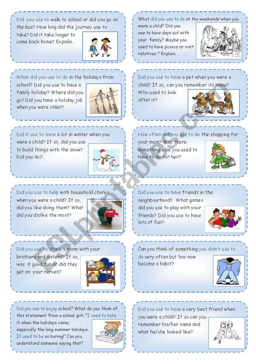 Mamo Cards (11): USED TO worksheet