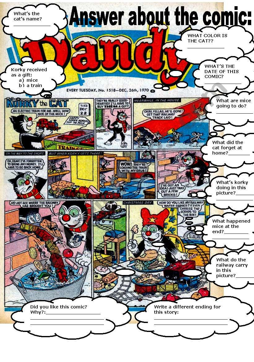 COMIC - KORKY THE CAT worksheet