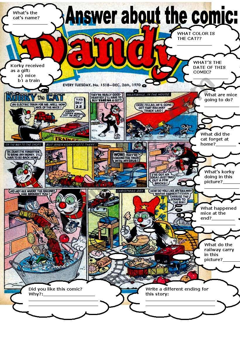 COMIC - KORKY THE CAT worksheet