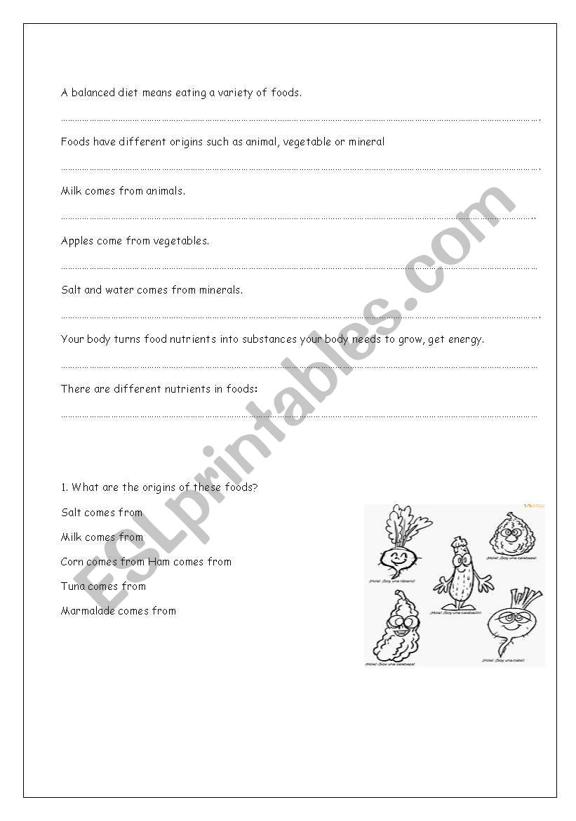 Nutrition worksheet