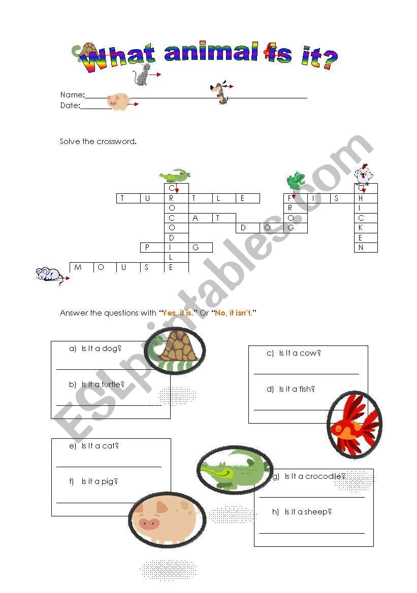 what animal is it? worksheet