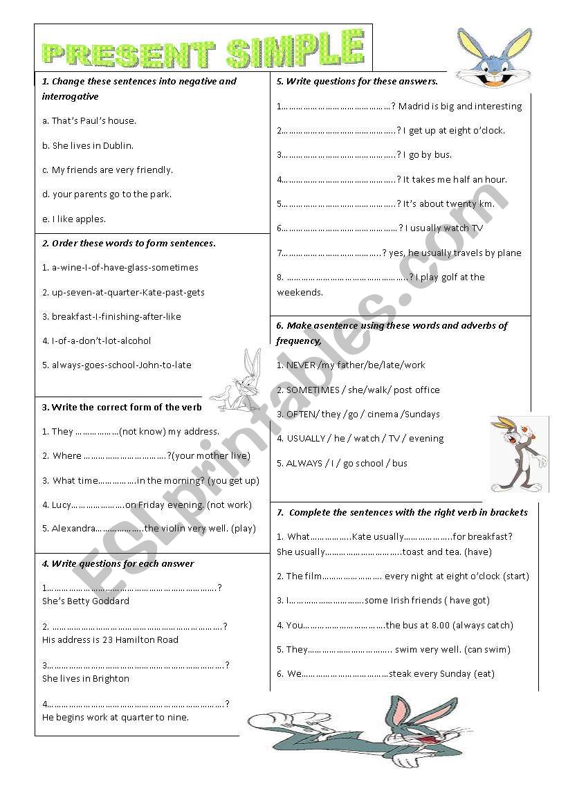 PRESENT SIMPLE worksheet