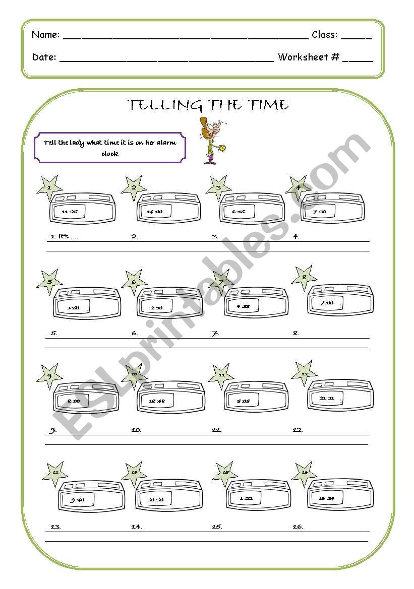 Telling the Time Fun activity worksheet