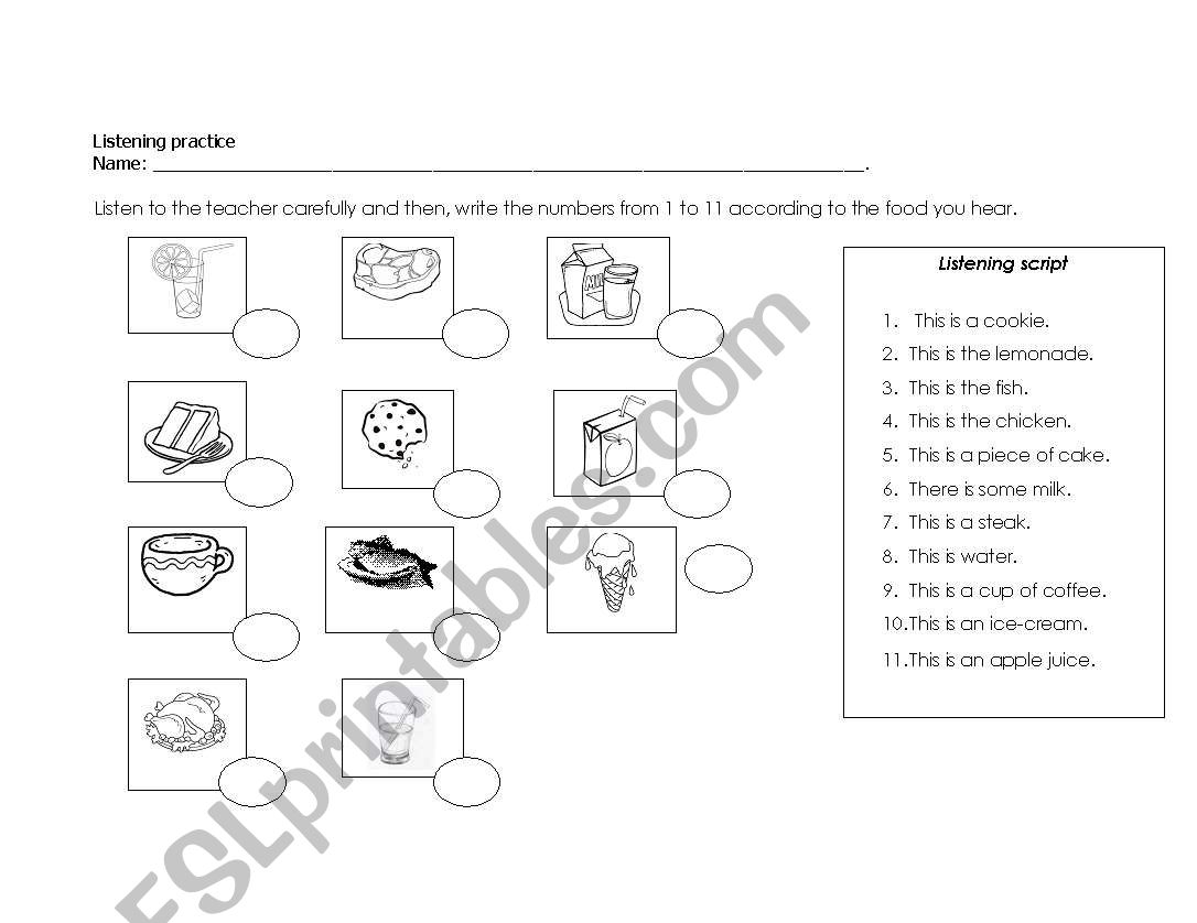 Food worksheet