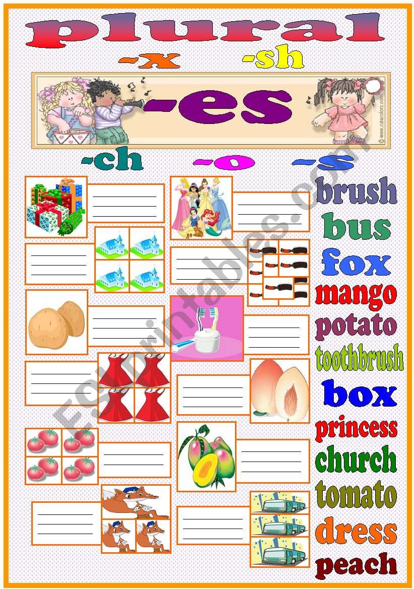 plural -es worksheet