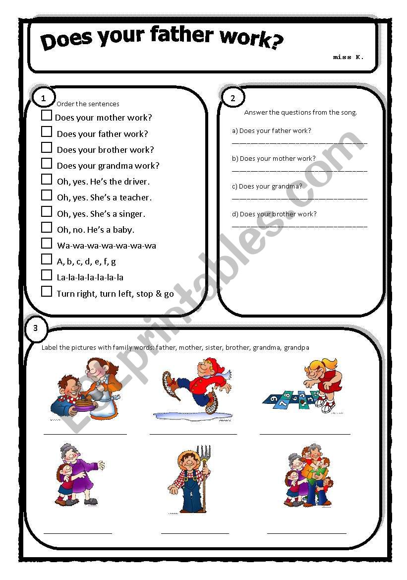 Does your father work?  worksheet