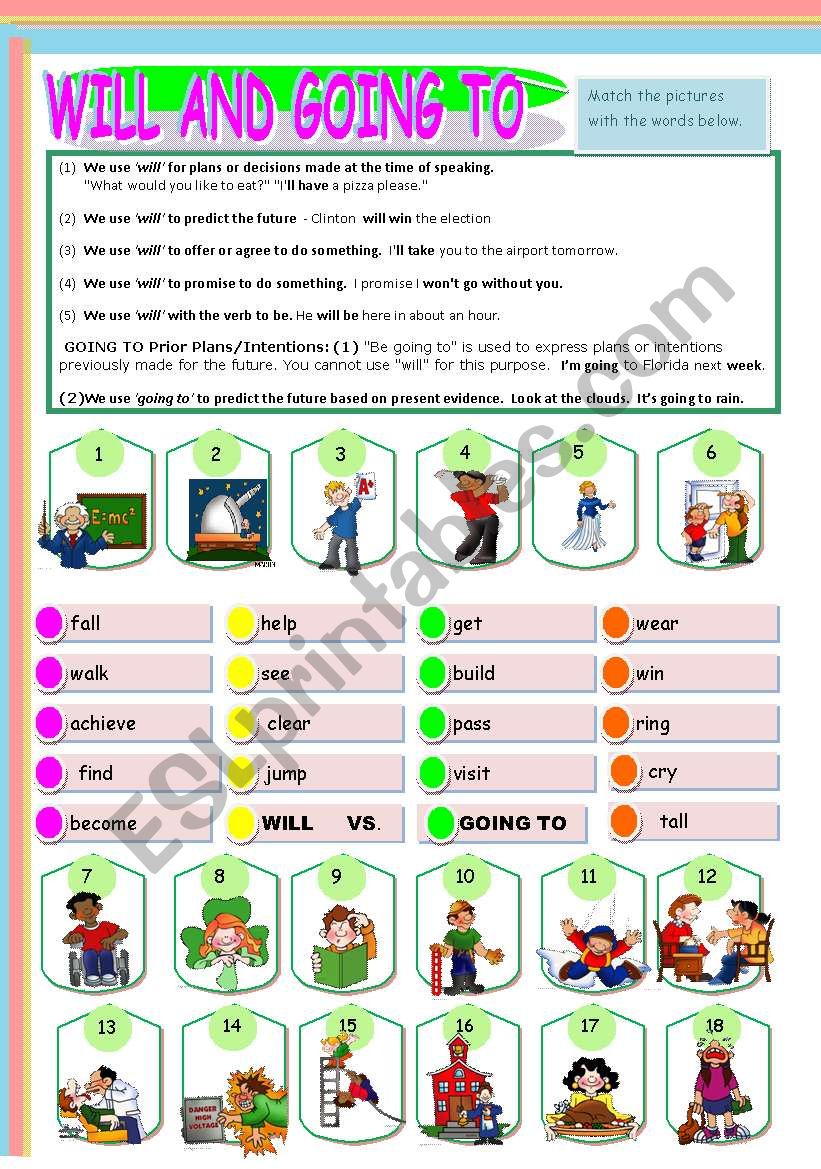 WILL VS. GOING TO worksheet