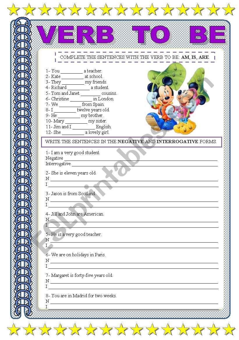 VERB TO BE worksheet